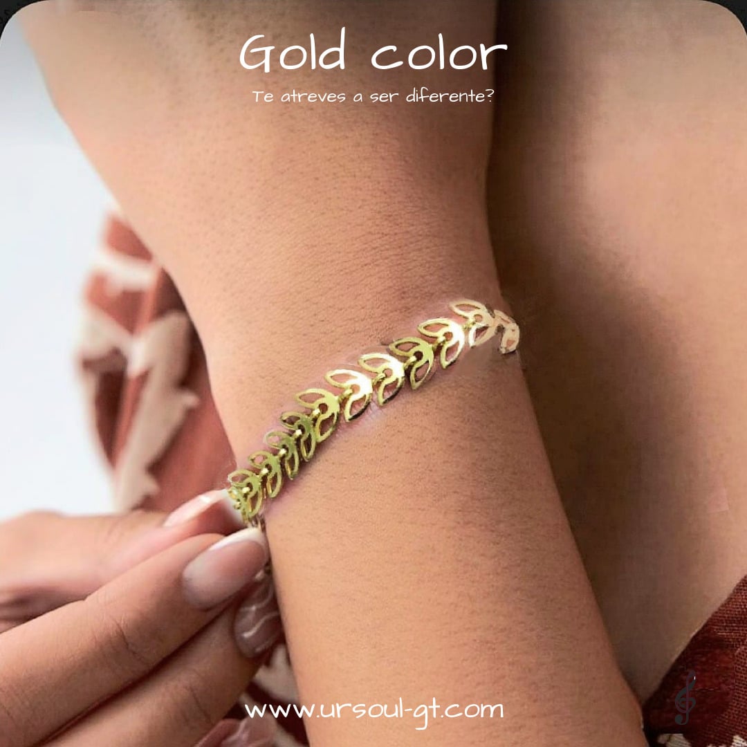 13 Exclusiva pulsera diseño laurel colección Gold color - Imagen 1