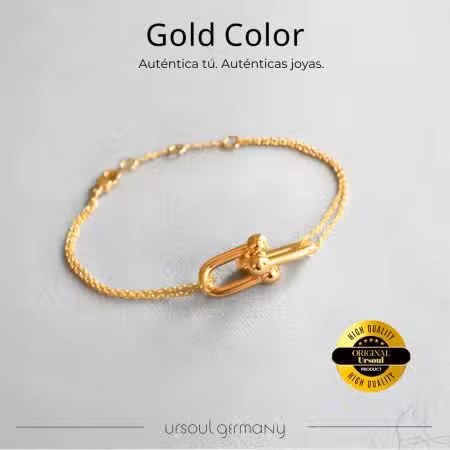 Pulsera dorada mujer eslabones Tiffany Gold Color, brazalete dorado diseño icónico, joyería elegante UrSoul Germany