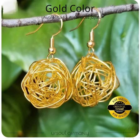 Aretes Espiral Dorado - Esfera de Filigrana Luminosa