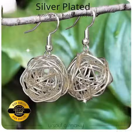 Aretes Laberinto Color Plata - Esfera de Filigrana Etérea