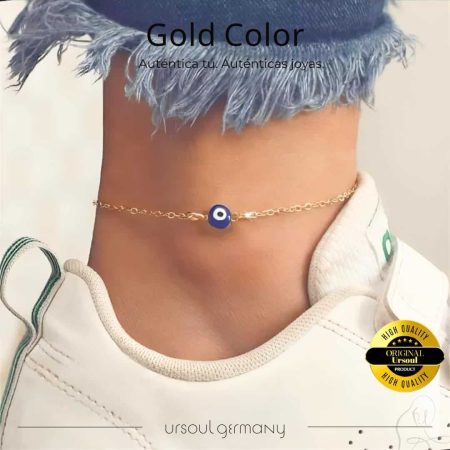 Tobillera femenina Gold Color, accesorio Ojo de Fátima, joyería buena suerte