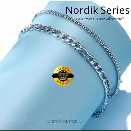 Brazalete Silver Plated caballero Fígaro, esclava doble masculina, joyería plata