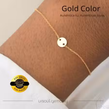 Brazalete dorado mujer, diseño minimalista, UrSoul Germany, joyería sutil
