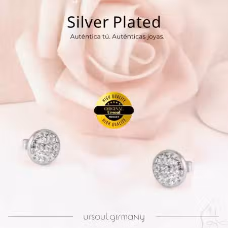 Pendientes mujer color plata con cristales, aretes brillantes, joyería de lujo, Guatemala