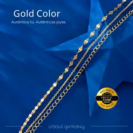 Tobillera triple dorada mujer Gold Color, tobillera de capas oro, joyería auténtica