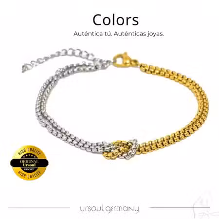 Brazalete femenino Gold Color y Silver Plated, diseño nudo, moda Guatemala