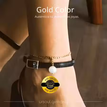 Tobillera Gold Color, perla cultivada, moda Guatemala, joya femenina