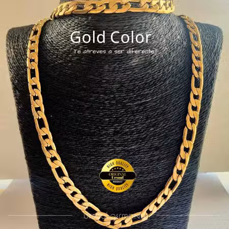 Conjunto Fígaro Gold Color caballero 60cm 9mm, pulsera y collar oro hombre