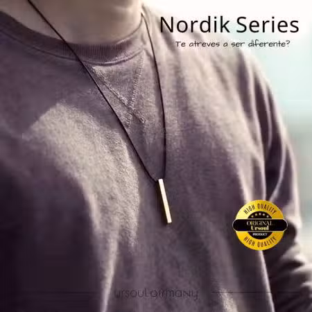 Collar hombre cordel negro dije tótem Rosegold Nordik Series, collar oro rosa Guatemala