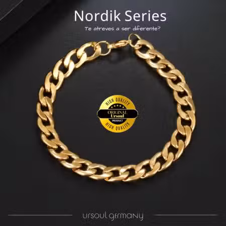 Esclava dorada hombre eslabones anchos Gold Color, pulsera oro robusta caballero Guatemala