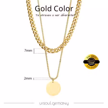 Collar hombre Gold Color doble eslabón grueso dije, cadena fuerte dorada, accesorio nórdico