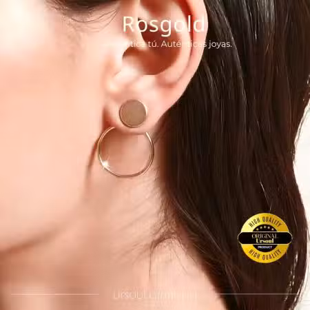 Aretes Rosegold mujer círculo aro colgante Rosegold Color, pendientes oro rosa minimalistas