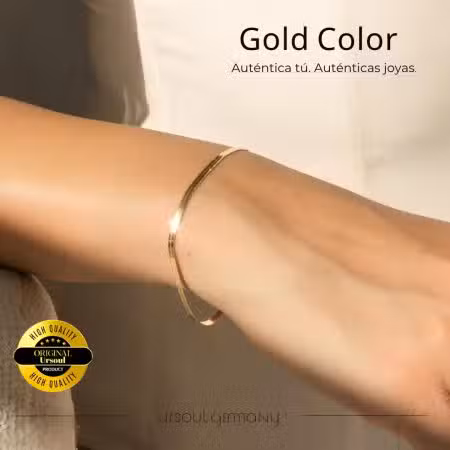 Brazalete Gold Color dama diseño cinta, pulsera femenina dorada, accesorio sofisticado