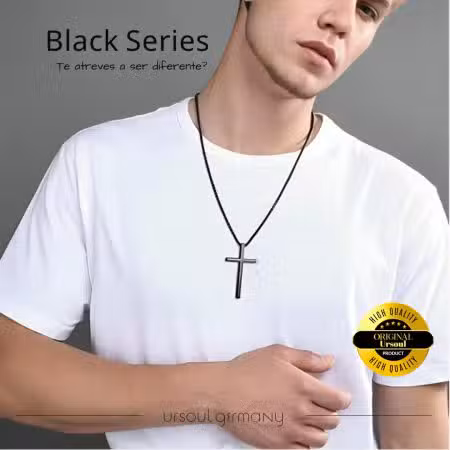 Cadena de hombre color negro, estilo audaz Black Series, joyería masculina UrSoul Germany