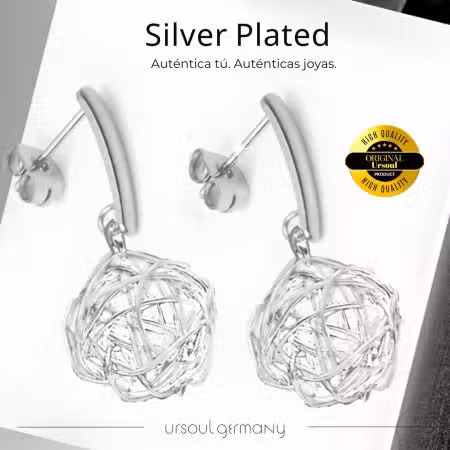 Aretes esfera de plata, joyería femenina, envío gratis, garantía UrSoul, Guatemala