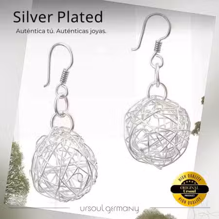 Pendientes mujer color plata, aros filigrana, joyería artística, UrSoul Germany