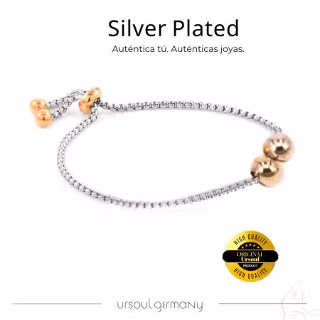 Brazalete color plata con esferas, joyería femenina, garantía UrSoul, caja de regalo, Guatemala