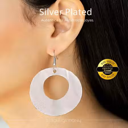 Pendientes mujer color plata, aros concha nácar, joyería natural, UrSoul Germany