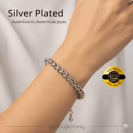 Brazalete Aura Plateada - Enlace Entrelazado Robusto