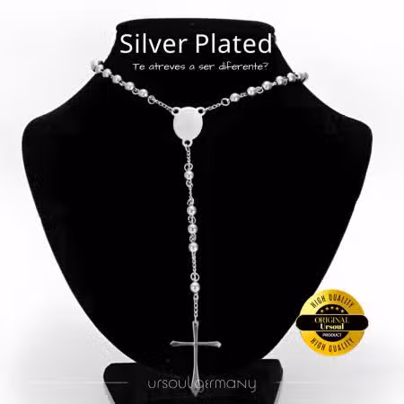 Joyería para caballero, rosario plateado, moda masculina Guatemala