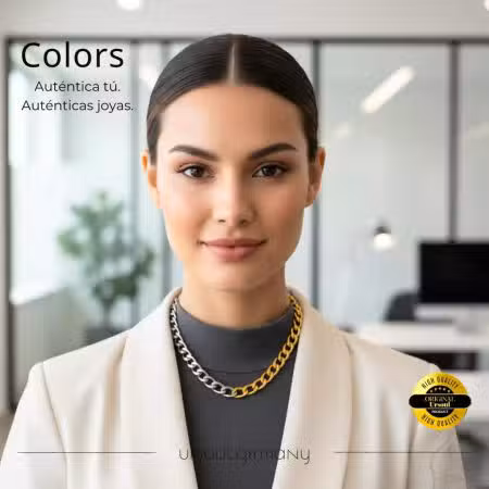 Gargantilla femenina con cadena plateada y dorada, moda Guatemala, UrSoul Germany