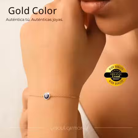 Brazalete femenino dorado, amuleto Ojo de Fátima, joyería delicada, UrSoul Germany