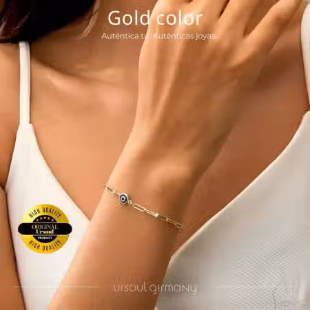 Pulsera con ojo protector, Gold Color, moda Guatemala, envío gratis, garantía UrSoul