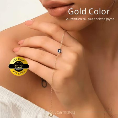 Brazalete femenino dorado, amuleto Ojo de Fátima, joyería delicada, UrSoul Germany