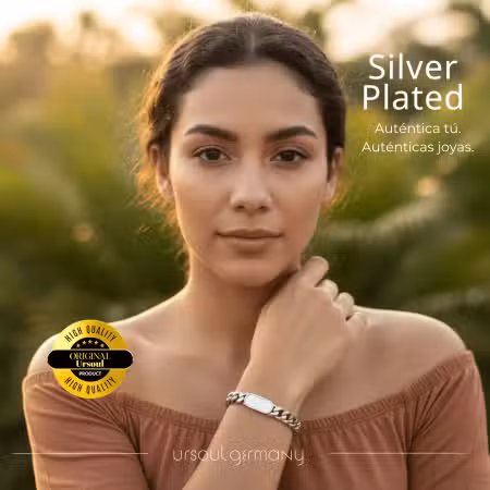 Pulsera mujer concha nácar color plata Silver Plated, brazalete nacarado elegante