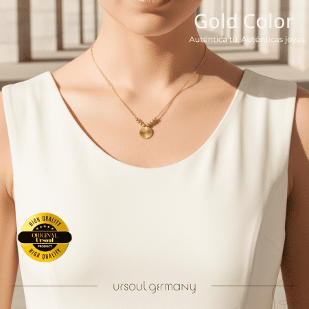 Gargantilla dorada mujer dije disco radiante Gold Color, collar oro con cuentas Guatemala