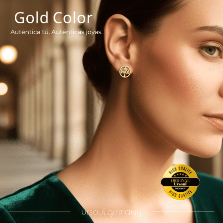Aretes mini dorado mujer Árbol de la Vida Gold Color, pendientes oro calado, joyería auténtica Guatemala