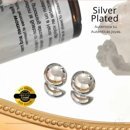 Aretes de botón color plata 8mm, moda femenina Guatemala, garantía UrSoul