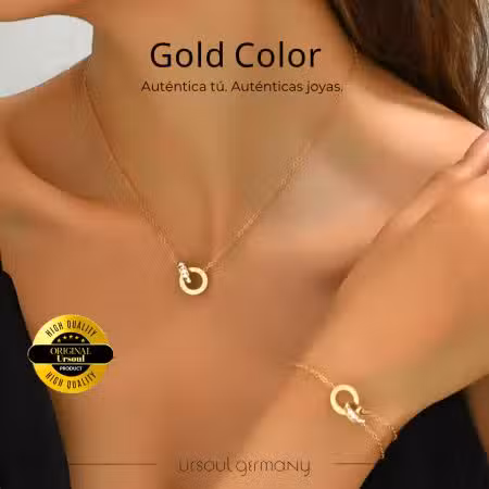 Collar y pulsera Gold Color para dama, diseño simbólico Tiempo de Dios, envío gratis Guatemala.