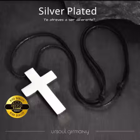 Cadena plateada para hombre con dije de cruz Silver Plated Ursoul Germany Guatemala
