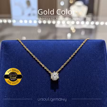 Collar Gold Color para dama con solitario brillante Ursoul Germany Guatemala