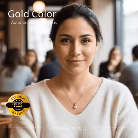 Collar Gold Color para dama con solitario brillante Ursoul Germany Guatemala