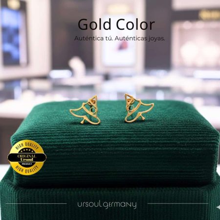 Aretes mini árbol de Navidad dorado mujer Gold Color, pendientes oro festivo Guatemala