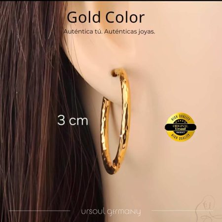 Aretes Gold Color para dama tipo aro 3 cm Ursoul Germany Guatemala