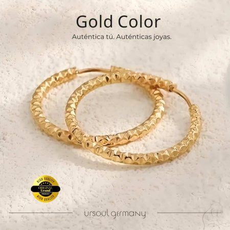 Aretes Gold Color para dama tipo aro elegante Ursoul Germany Guatemala