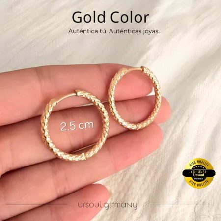 Aretes Gold Color para dama tipo aro elegante Ursoul Germany Guatemala