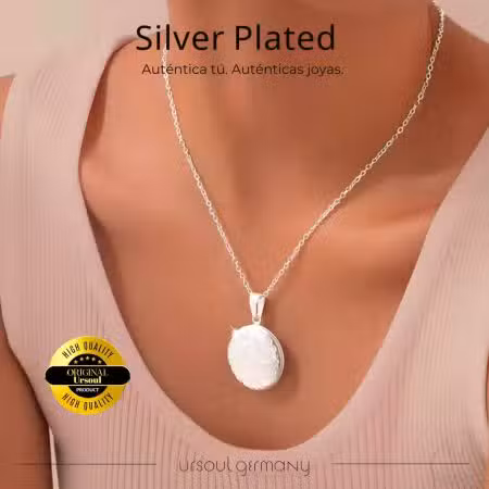 Cadena Silver Plated dama relicario para foto Ursoul Germany Guatemala