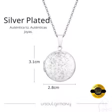 Cadena Silver Plated dama relicario para foto Ursoul Germany Guatemala