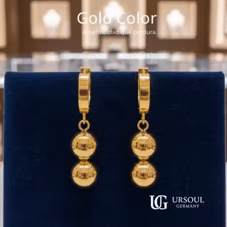 Aretes Gold Color para dama con doble esfera Ursoul Germany