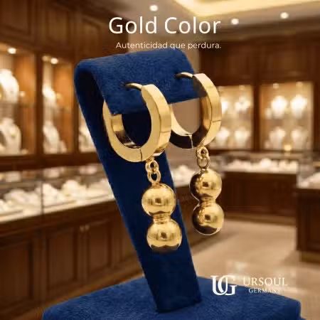 Aretes Gold Color para dama con doble esfera Ursoul Germany