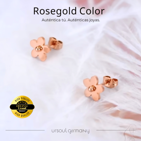 Aretes rosé en forma de flor joyería femenina Guatemala