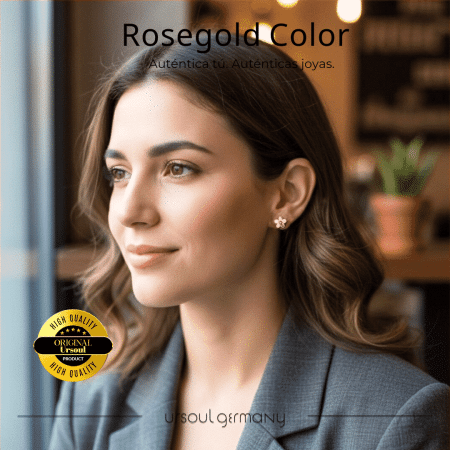 Aretes rosé en forma de flor joyería femenina Guatemala