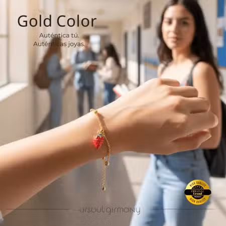 Pulsera dorada femenina con dije decorativo Guatemala