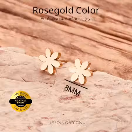 Aretes mini Rosegold Color para dama en forma de flor Ursoul Germany