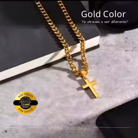 Cadena Gold Color para caballero con dije de cruz Ursoul Germany