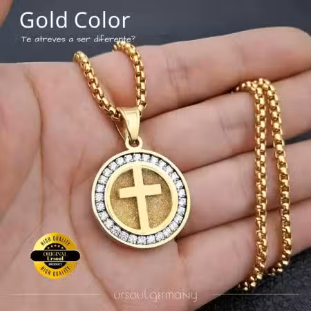 Cadena dorada masculina con cruz elegante Guatemala